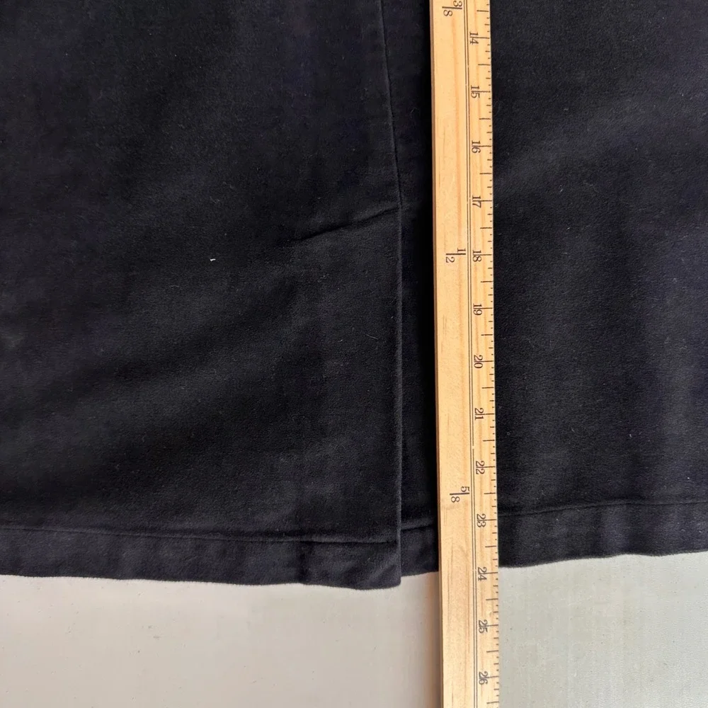 Vtg LL Bean‎ Womens Black Cotton Pencil Skirt Size 12 Reg Knee Length Back Vent